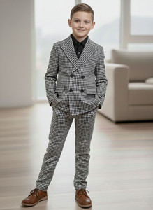 HIKUJ Suit Coat Pant Shirt Checkered Boys