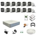 HIKVISION 16 Channel DVR with 5MP 12 Bullet Cameras with Audio Recording (Day/Night Vision) + 4TB HDD + Copper Cable Roll (1+3) 8 CH Power Supply 2 Nos + BNC &amp; DC Full Combo Kit