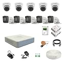 HIKVISION 16 Channel DVR with 5MP 5 Dome &amp; 5 Bullet Cameras with Audio Recording (Day/Night Vision) + 4TB HDD + Copper Cable Roll (1+3) 8 CH Power Supply 2 Nos + BNC &amp; DC Full Combo Kit