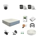HIKVISION 4 Channel DVR with 5MP 1 Dome &amp; 2 Bullet Cameras with Audio Recording (Day/Night Vision) + 1TB HDD + Copper Cable Roll (1+3) 4 CH Power Supply + BNC &amp; DC Full Combo Kit