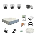 HIKVISION 4 Channel DVR with 5MP 3 Dome &amp; 1 Bullet Cameras with Audio Recording (Day/Night Vision) + 1TB HDD + Copper Cable Roll (1+3) 4 CH Power Supply + BNC &amp; DC Full Combo Kit