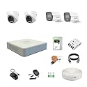 HIKVISION 4 Channel DVR with 5MP ColorVu 2 Dome &amp; 2 Bullet Cameras (24/7 Colorful Imaging) + 1TB HDD + Cable Roll (1+3) 4 CH Power Supply + BNC &amp; DC Full Combo Kit