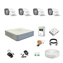 HIKVISION 4 Channel DVR with 5MP ColorVu 4 Bullet Cameras (24/7 Colorful Imaging) + 1TB HDD + Cable Roll (1+3) 4 CH Power Supply + BNC &amp; DC Full Combo Kit