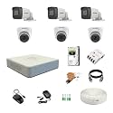 HIKVISION 8 Channel DVR with 5MP 3 Dome &amp; 3 Bullet Cameras with Audio Recording (Day/Night Vision) + 2TB HDD + Copper Cable Roll (1+3) 8 CH Power Supply + BNC &amp; DC Full Combo Kit