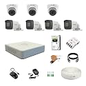 HIKVISION 8 Channel Wired DVR with 5MP 4 Dome &amp; 2 Bullet Cameras with Audio Recording (Day/Night Vision) + 2TB HDD + Copper Cable Roll (1+3) 8 CH Power Supply + BNC &amp; DC Full Combo Kit