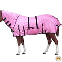 HILASON 72In Horse Fly Sheet UV Protect Pink W/Black Piping