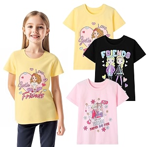 HILEELANG Girl T-Shirts Short Sleeve Graphic Tees