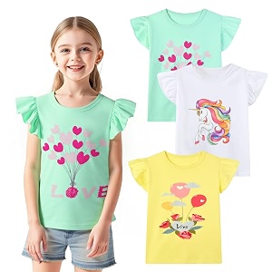 HILEELANG Girl T-Shirts Short Sleeve Graphic Tees