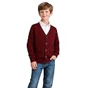 HILEELANG Kids Boy Girl School Uniform Cardigan Sweaters V-Neck Basic Solid Button Knitted Cardigan