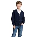 HILEELANG Kids Boy Girl School Uniform Cardigan Sweaters V-Neck Basic Solid Button Knitted Cardigan
