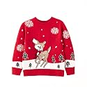 HILEELANG Toddler Boy Girl Christmas Sweater Pullover Reindeer Elk Snowman Sweatshirts Tops