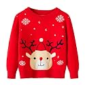 HILEELANG Toddler Boy Girl Christmas Sweater Pullover Reindeer Elk Snowman Sweatshirts Tops