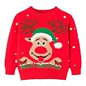 HILEELANG Toddler Boy Girl Christmas Sweater Pullover Reindeer Elk Snowman Sweatshirts Tops
