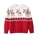 HILEELANG Toddler Boy Girl Christmas Sweater Pullover Reindeer Elk Snowman Sweatshirts Tops