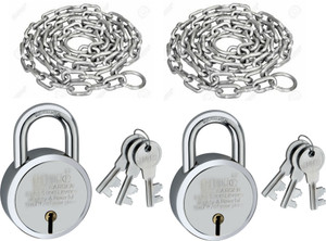 hilife 4 feet 7 mm metal chain  65 mm padlock silver chain lock