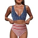 Hilinker Women's Leopard Bikini Swimsuits V Neck High Waisted 2 Piece Bathing Suits