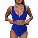Hilinker Women's Leopard Bikini Swimsuits V Neck High Waisted 2 Piece Bathing Suits