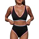 Hilinker Women's Leopard Bikini Swimsuits V Neck High Waisted 2 Piece Bathing Suits