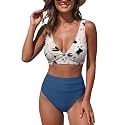 Hilinker Women's Leopard Bikini Swimsuits V Neck High Waisted 2 Piece Bathing Suits