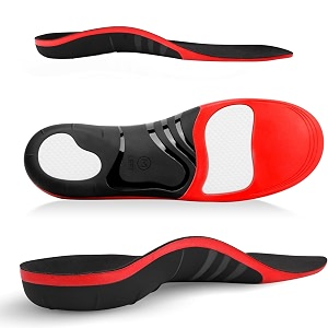 high arch support orthotic flat feet plantar fasciitis protection cushionsshock absorption high elastic insolestriple layer ultra comfort cushioning inserts red medium