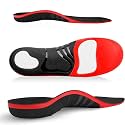 Arch Support Shock Absorption Insoles for Men, Women | Triple Layer Ultra Comfort Cushioning Inserts | Ideal for Flat Feet, Heel Pain Relief, and Sports Running (Red) (Large)