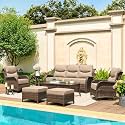HILLGA Luxury Outdoor Patio Furniture Set with 6-Inch Thick Cushions