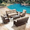HILLGA Luxury Outdoor Patio Furniture Set with 6-Inch Thick Cushions