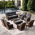 HILLGA Luxury Outdoor Patio Furniture Set with 6-Inch Thick Cushions