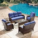 HILLGA Luxury Outdoor Patio Furniture Set with 6-Inch Thick Cushions