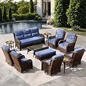 HILLGA Luxury Outdoor Patio Furniture Set with 6-Inch Thick Cushions