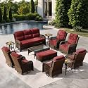 HILLGA Luxury Outdoor Patio Furniture Set with 6-Inch Thick Cushions