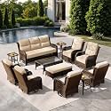 HILLGA Luxury Outdoor Patio Furniture Set with 6-Inch Thick Cushions