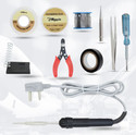 Hillgrove 10In1 Basic Complete 30W Soldering Iron Kit with 5 Meter Solder Wire, Cutter, Stand, Flux, Bit, Tape, Tester, Tweezer, Wick 30 W Simple