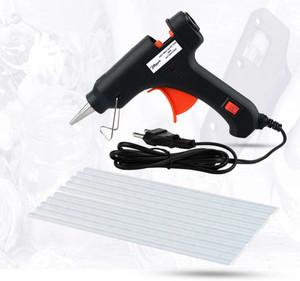 hillgrove electric 20w black mini hot glue gun with 10 pcs hot melt glue stick for craft art decoration work standard temperature corded glue gun