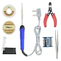 Hillgrove Electronic 7in1 Mobile Soldering Iron Equipment Tool Machine Combo Kit Set with Flux Paste and Wire 25 W Simple Flat Tip