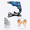 Hillgrove HGCM127M1 500W Drill Machine with Gloves, 5Pcs Wood Drill Bits for Making Holes in Metal/Wood/Concrete with Reverse Rotation and Variable Speed Pistol Grip Drill (10 mm Chuck Size)