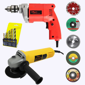 hillgrove hgcm1366m1 100 copper winding 10mm drill gun drilling machine kit set with hgcm1366m1 4inch hand angle grinder wall cutter grinding glender cutting machine hammer drill