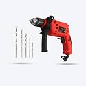 Hillgrove HGPD1M2 All Purpose 700W Drill Machine with 5 Drill Bits for Making Holes in Metal/Wood/Concrete with Reverse Rotaion and Variable Speed Pistol Grip Drill (13 mm Chuck Size)