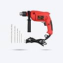 Hillgrove HGPD1M4 700W Power Drill Machine with 5 Drill Bits for Making Holes in Metal/Wood/Concrete with Reverse Rotation and Variable Speed Pistol Grip Drill (13 mm Chuck Size)