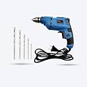 Hillgrove HGPD2M3 All Purpose 500W Drill Machine with 5 Drill Bits for Making Holes in Metal/Wood/Concrete with Reverse Rotaion and Variable Speed Pistol Grip Drill (10 mm Chuck Size)