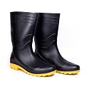 Hillson Welcome Gumboot | Waterproof, Anti-Skid, Comfortable Sole, Black & Yellow, Protection against Oil, Acid, Chemicals | Size 08 INDIA/UK
