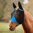 Hilltown Fly Mask for Horse with Ears - UV-Block, Large Eye Space, Adjustable, Breathable, Built to Last for Daily Stable, Hot Weather Riding and Competition - Yearling/Large Pony, Blue