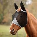 Hilltown Fly Mask for Horse with Ears - UV-Block, Large Eye Space, Adjustable, Breathable, Built to Last for Daily Stable, Hot Weather Riding and Competition - Yearling/Large Pony, Gray