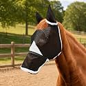 Hilltown Horse Fly Mask with Ears and Nose Cover - Cob, Grey