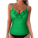 Hilor Women39s Tankini Tops Shirred Ruffled Swimsuits