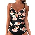Hilor Women39s Tankini Tops Shirred Ruffled Swimsuits