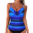 Hilor Women39s Tankini Tops Shirred Ruffled Swimsuits