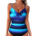 Hilor Women39s Tankini Tops Shirred Ruffled Swimsuits