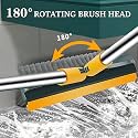 Bathroom Cleaning Brush with Wiper 3 in 1 Tiles Cleaning Brush Floor Scrub Bathroom Brush with Long Handle 120° Rotate Bathroom Floor