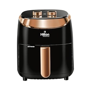 hilton 42l manual air fryer 1400w up to 80 less oil consumption rapid air technology fast pre-heat amp dual bowl isi certified